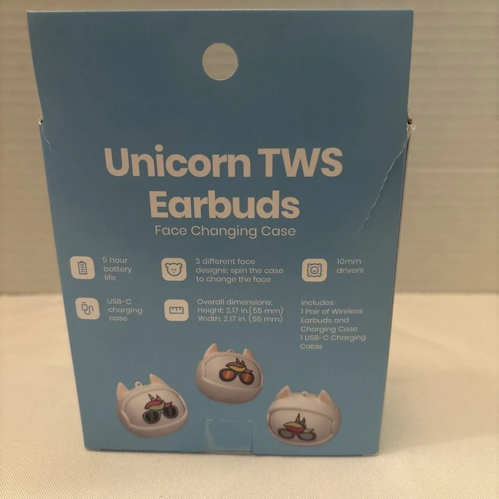 Wireless Earbuds Unicorn TWS Bluetooth Face Changing Case USB-C 5hr Battery